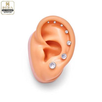 ASTM F136 Titanium Piercing Round Bowl Shaped Screw Labret Earring Set Lip Ring Cartilage Tragus Conch Jewelry Helix Nose Studs