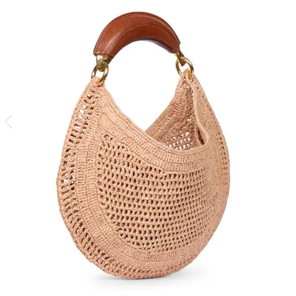 Cross border summer seaside vacation style retro wrist pure handmade colorful grass woven armpit bag hobo handbag