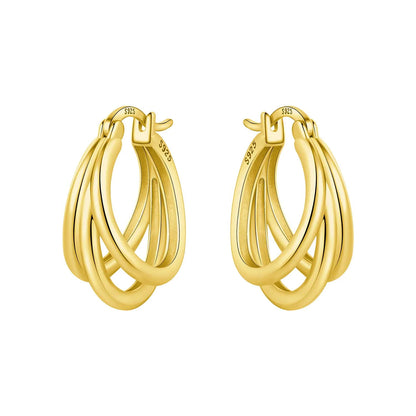 925 Sterling Silver Exquisite Multi-layer Ear Ring Jewelry Versatile Hoop Earrings For Women Jewelry Fine Birthday Party Gift