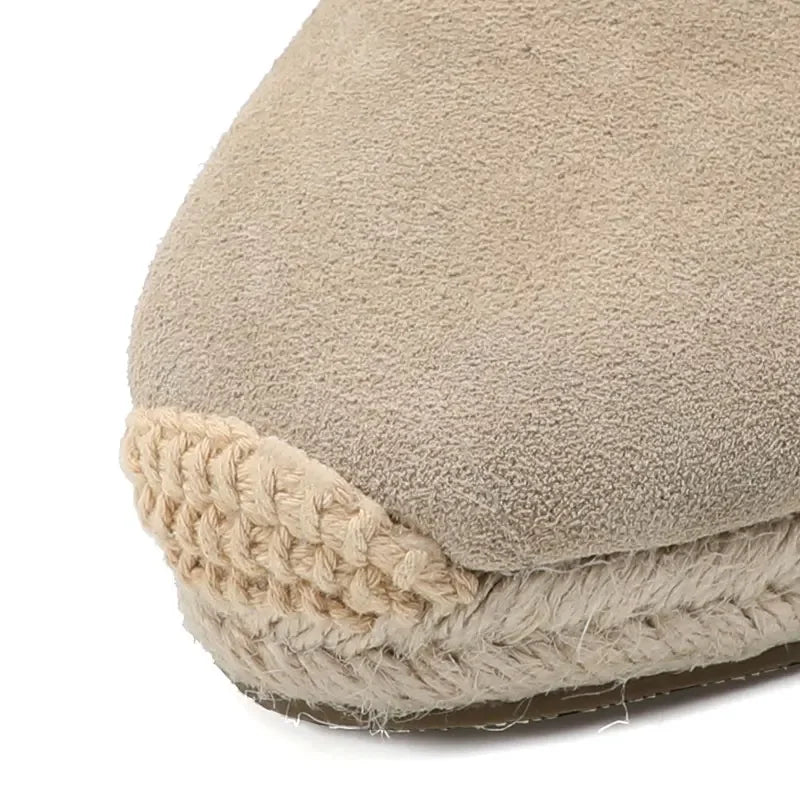 Espadrilles Wedge Flatform Women's Sandals Genuine Cow Suede Leather Sandals