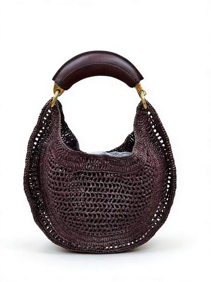 Cross border summer seaside vacation style retro wrist pure handmade colorful grass woven armpit bag hobo handbag