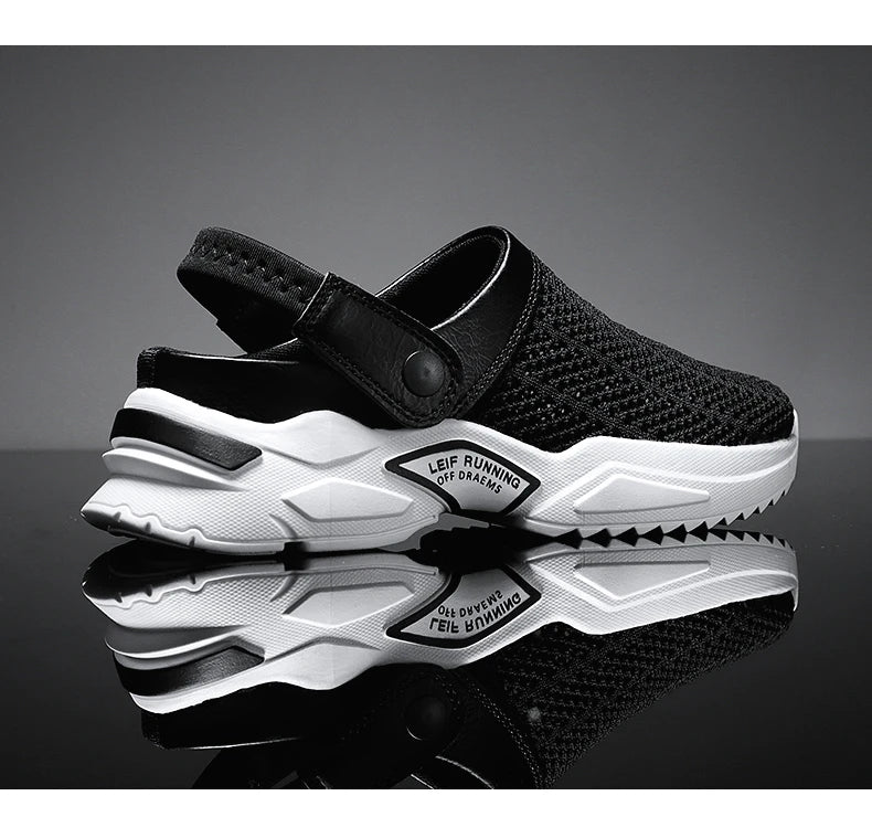 2025 Men Summer Sandal Mesh Mules Breathable Padded Beach Flip Flops Shoes Solid Flat Bath Slippers Outside Men Slippers Zapatos