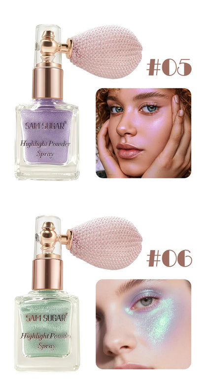 Face & Body Shimmer Spray, Contour Highlight Powder Mist, Ultra-Fine Glitter for Cheekbones Legs Body, Dewy Makeup Setting Spray