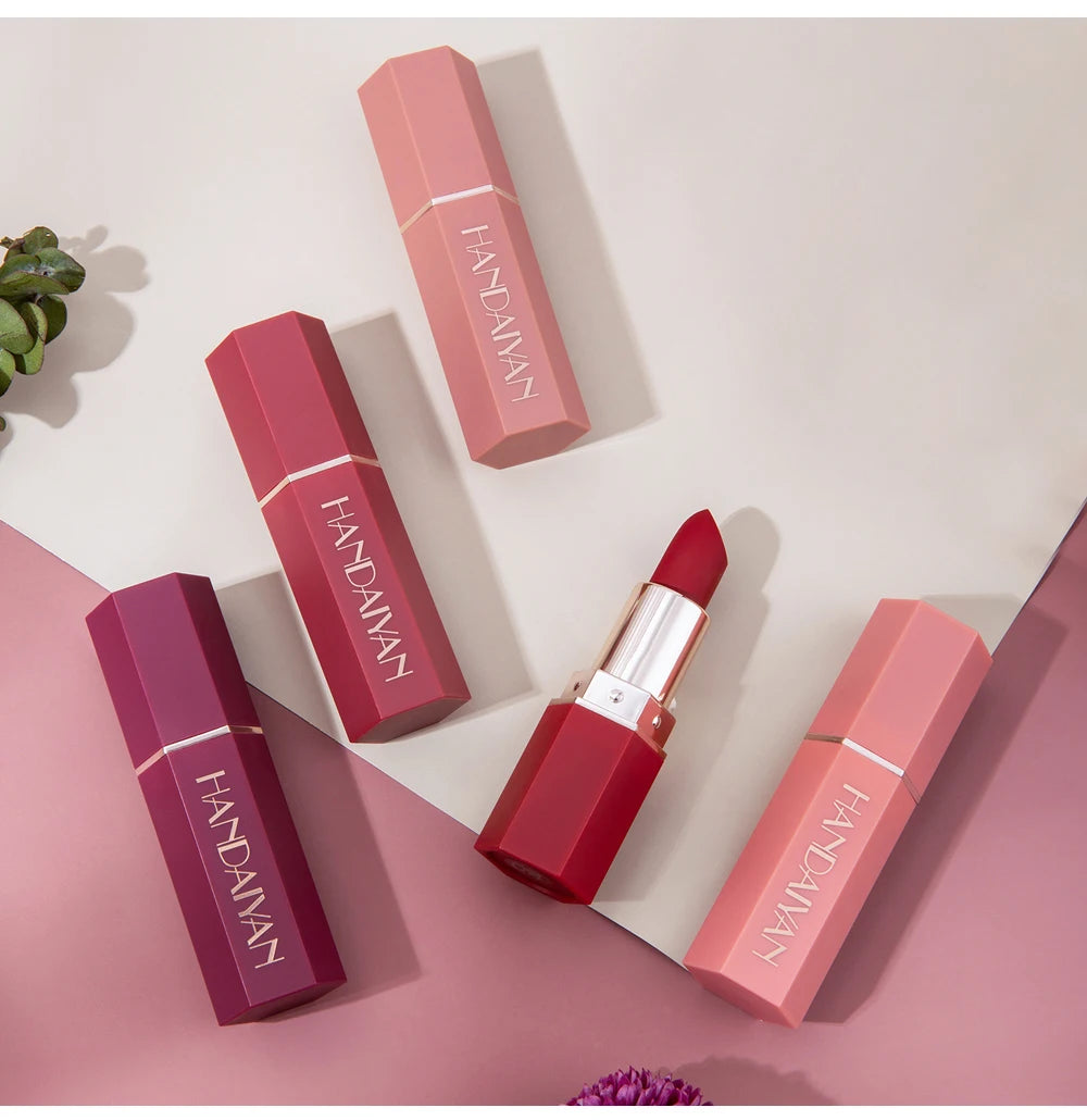 Moisturizing Matte Lipstick 6 Shades Long Lasting Non Transfer Nude Lip Gloss HANDAIYAN Cosmetics For Ladies