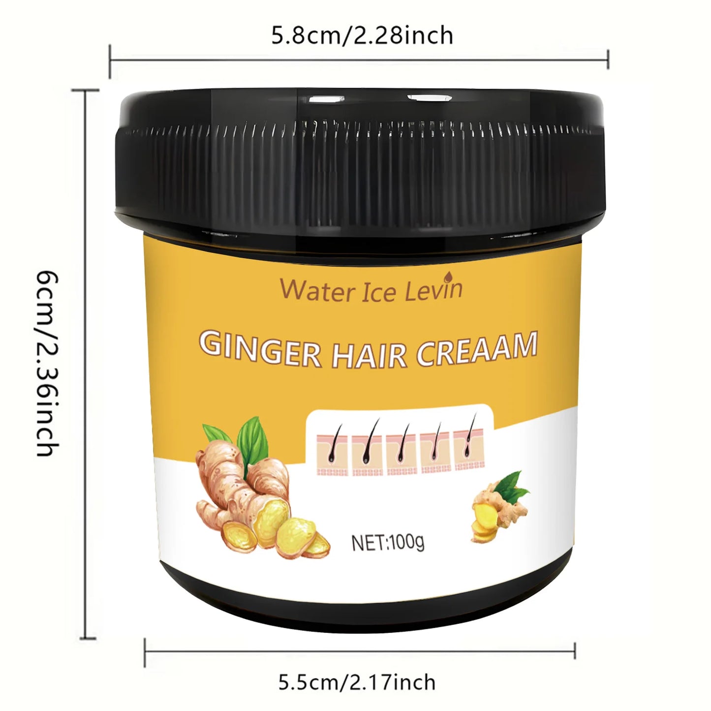 Ginger Scented Hair Cream, Moisturizing Scalp Massage Conditioner with Natural Ginger Extract, Nourishing and Soothing Dry Hair, Suitable for Normal Hair Types