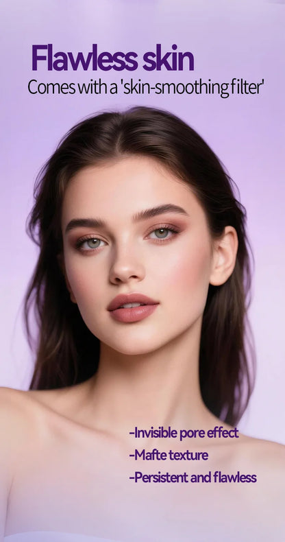 Korean Air Cushion Concealer Foundation, SPF Makeup Base with Soft-Focus Filter, Lightweight Non-Cakey, Long-Lasting Matte Cover