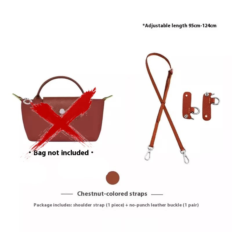 Cow Leather Replacement Crossbody Pomegranate Bag Strap for Longchamp Mini Bag Punching Free Modification Bag Accessories
