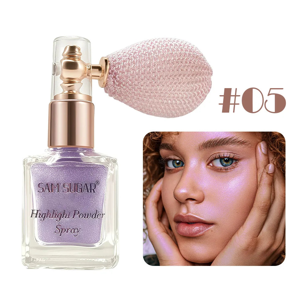 Face & Body Shimmer Spray, Contour Highlight Powder Mist, Ultra-Fine Glitter for Cheekbones Legs Body, Dewy Makeup Setting Spray