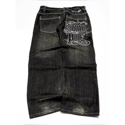 American Y2K 2025 New Baggy Wide Leg Black Jeans Overszied Women Street Casual Joker Denim Pants Couple Jeans Vintage Streetwear