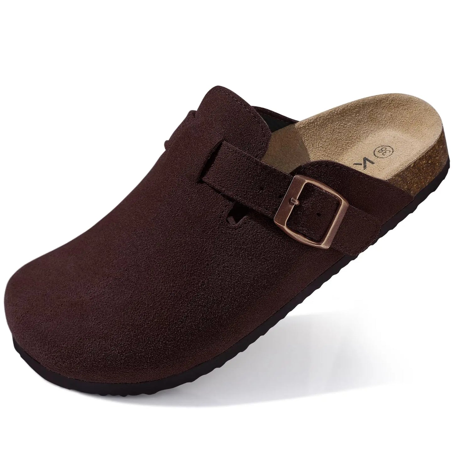 Goosecret Genuine Cow Suede Clogs for Women Men Clogs Soft Cork Footbed Mules Leisure House Shoes with Arch Support Beach Slides