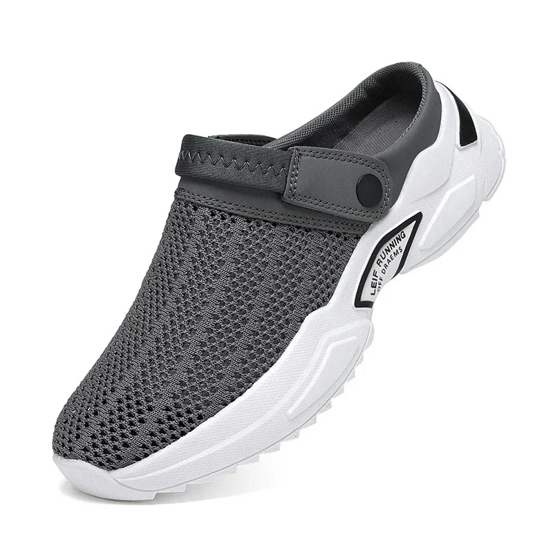 2025 Men Summer Sandal Mesh Mules Breathable Padded Beach Flip Flops Shoes Solid Flat Bath Slippers Outside Men Slippers Zapatos