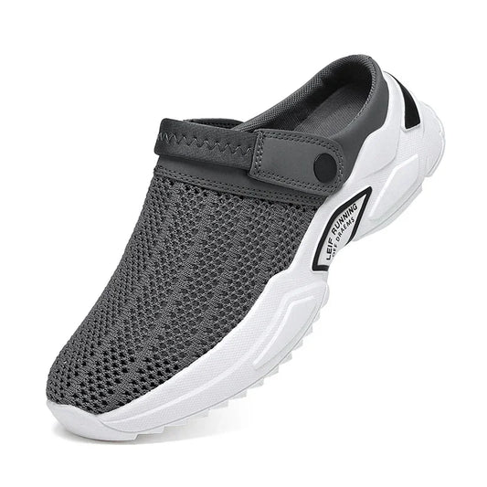 2025 Men Summer Sandal Mesh Mules Breathable Padded Beach Flip Flops Shoes Solid Flat Bath Slippers Outside Men Slippers Zapatos