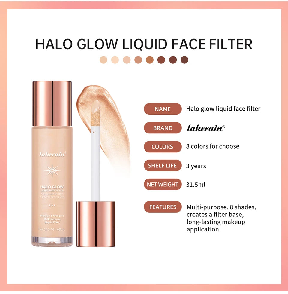 Halo Glow Liquid Filter Liquid Highlighter Face Contouring Pearlescent Makeup Brightener Bronzer Glow Body Face Contour Shimmer