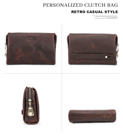 CONTACT'S Genuine Leather Male Clutch Password Design Men Handbag Wristlet Large Capacity Clutch Purse Casual Wallet Bag