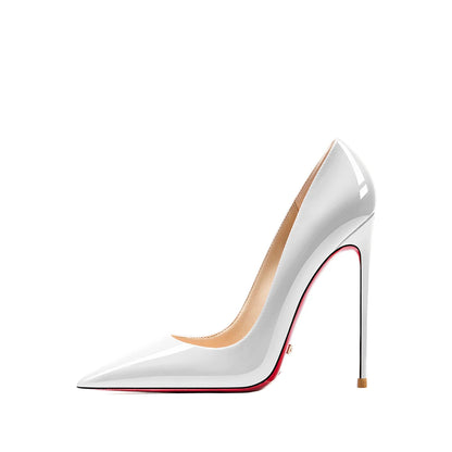 HLTINO Navy Blue Bright Shoes for Spring Summer Women Patent Leather High Heels Pointed Toe Sexy White Autumn Pumps