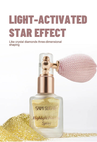 Face & Body Shimmer Spray, Contour Highlight Powder Mist, Ultra-Fine Glitter for Cheekbones Legs Body, Dewy Makeup Setting Spray
