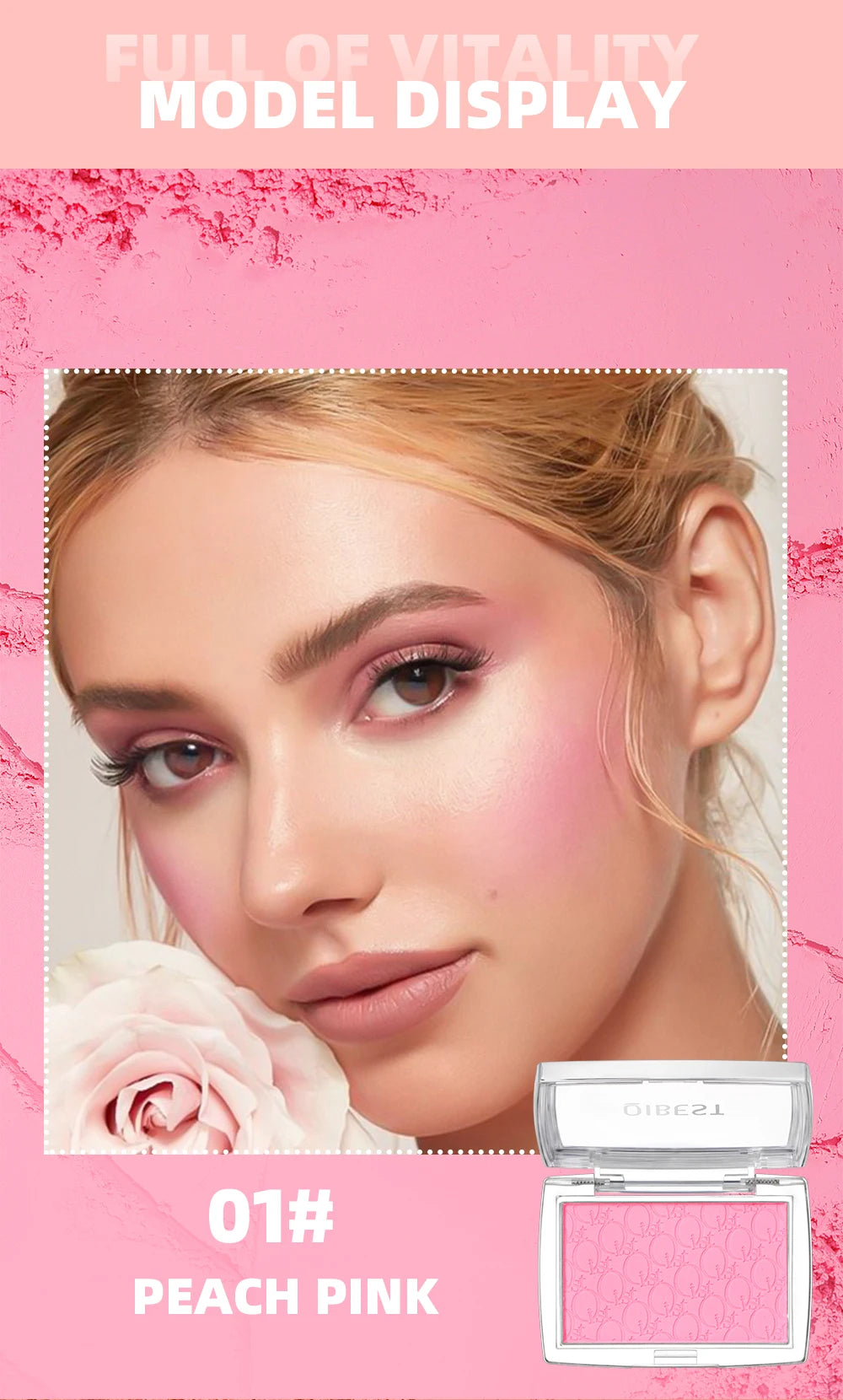 Embossed Powder Blush Peach Pink Coral Tint Makeup 3D Relief Blush Palette Brown Cheek Contour Rouge Cosmetics Face Brightens
