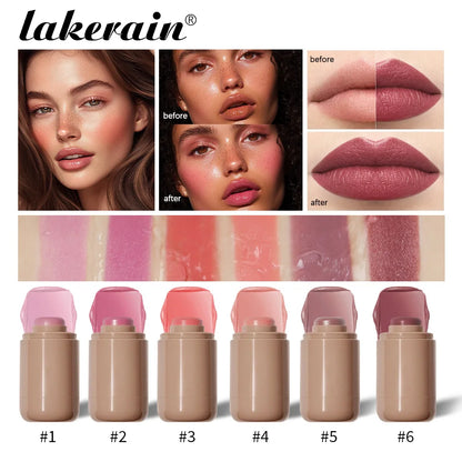 Lakerain 3in1 Cheek Lip Tinted Moistured Blush Stick Waterproof Easy Color Rouge Silky Smooth Blusher Cream Matte Contour Makeup