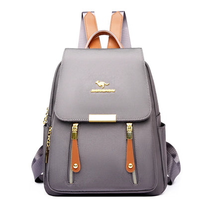 Hot Selling Solid Color Zipper Oxford Fashion Women's Backpack 2024 New Versatile Commuting Large Capacity Soft Female Back Pack