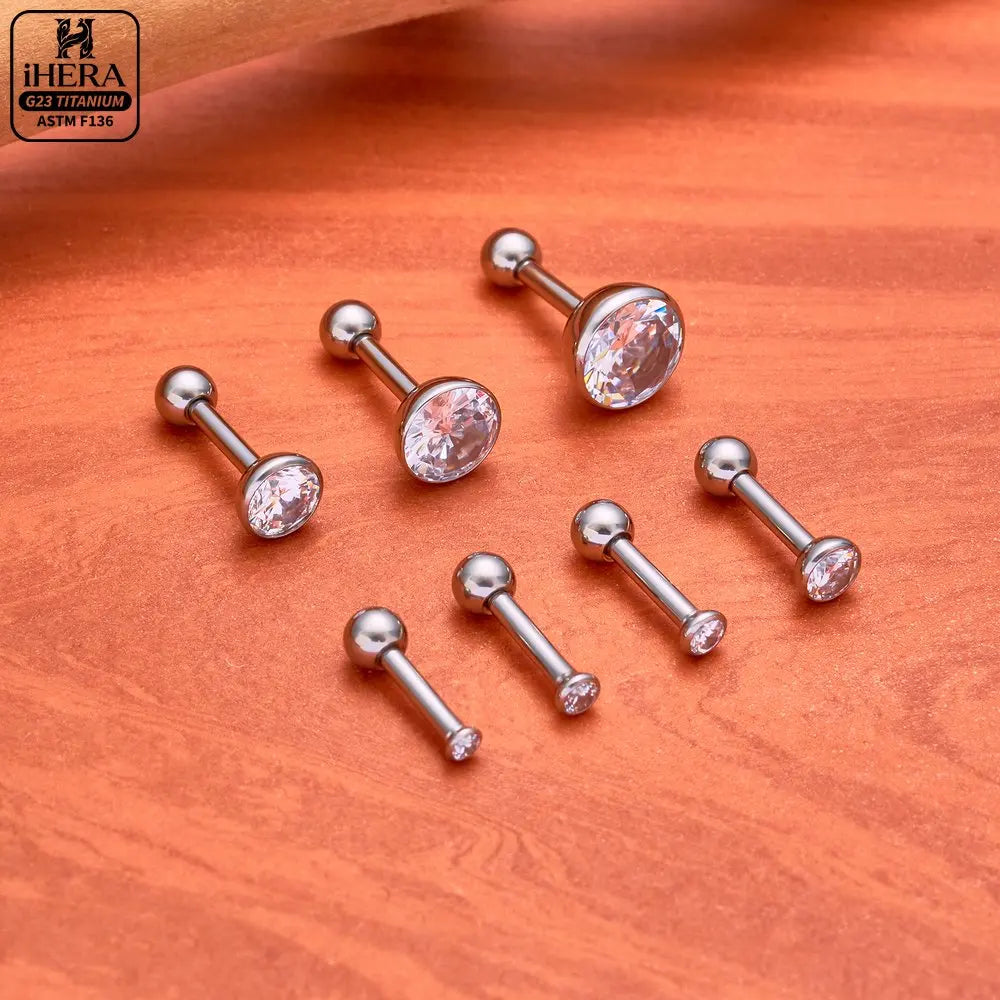 ASTM F136 Titanium Piercing Round Bowl Shaped Screw Labret Earring Set Lip Ring Cartilage Tragus Conch Jewelry Helix Nose Studs