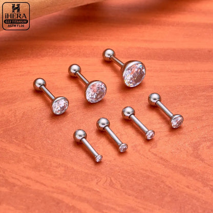 ASTM F136 Titanium Piercing Round Bowl Shaped Screw Labret Earring Set Lip Ring Cartilage Tragus Conch Jewelry Helix Nose Studs