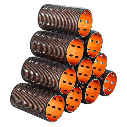 6pcs Large Roller Set Hook & Loop Aluminium Rose Gold Core Self Grip Rollers Ceramic Hot Thermal Volume Curler 90mm 1934
