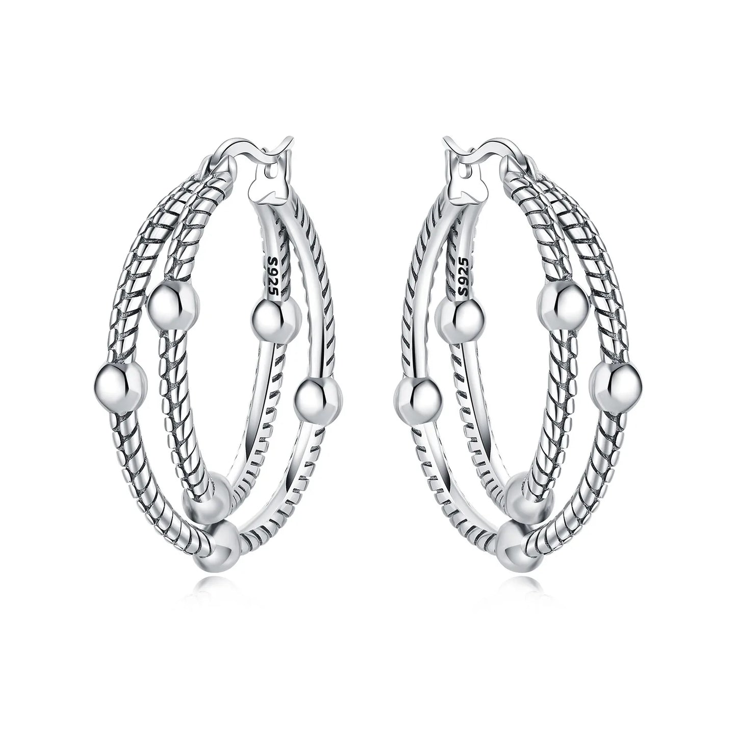 925 Sterling Silver Exquisite Multi-layer Ear Ring Jewelry Versatile Hoop Earrings For Women Jewelry Fine Birthday Party Gift