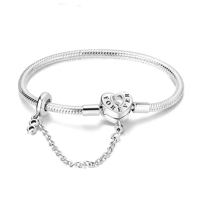 925 Sterling Silver Travel Plane Snake Basic Chain Cat and Moon Bracelet fit Original Charm Beads DIY Women Design Jewelry Party