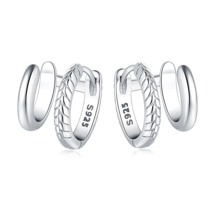 925 Sterling Silver Exquisite Multi-layer Ear Ring Jewelry Versatile Hoop Earrings For Women Jewelry Fine Birthday Party Gift