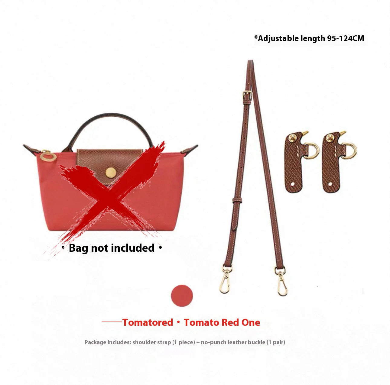 Cow Leather Replacement Crossbody Pomegranate Bag Strap for Longchamp Mini Bag Punching Free Modification Bag Accessories