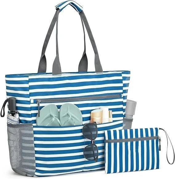 1pcs Beach Tote Bag Waterproof Foldable Large Capacity Lightweight Portable Travel Storage Bag for Outdoor Swimming Vacation