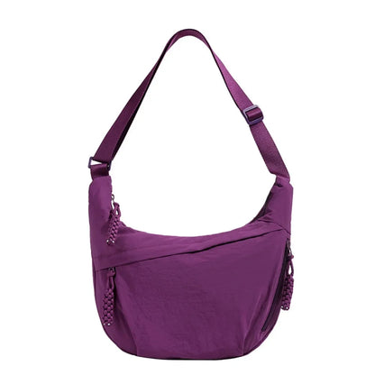 Casual Canvas Crossbody Bags Korean Simplified Large Capacity Sports Hobos Bag Solid Color Lightweight Dumpling Bag Women