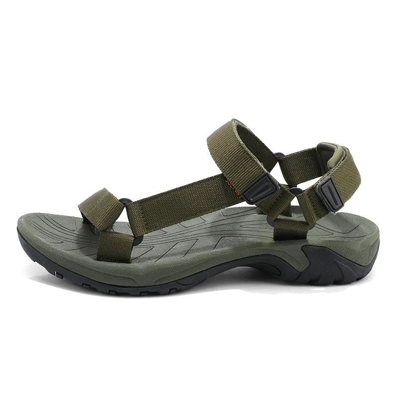 High Quality Summer Open Shoes Men Outdoor Adjustable Sandals Beach Gladiator Rome Breathable Green Pure Black Big Size 47 48