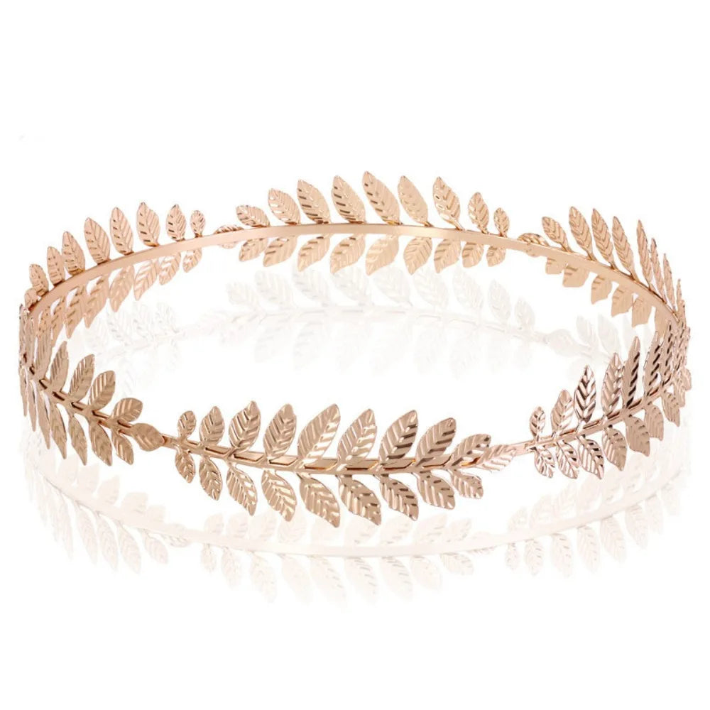 Golden Greek Goddess Crown Laurel Wreath Gold Leaf Headband for Men Circlet Toga Costume Accessories Wedding Party Supplies
