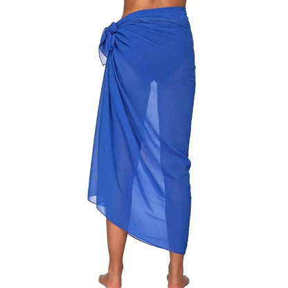 Summer Women Short Solid Sarong Swimsuit Coverups Beach Bikini Wrap Sheer Short Skirt Chiffon Skirt Scarf Swimwear Cover-ups