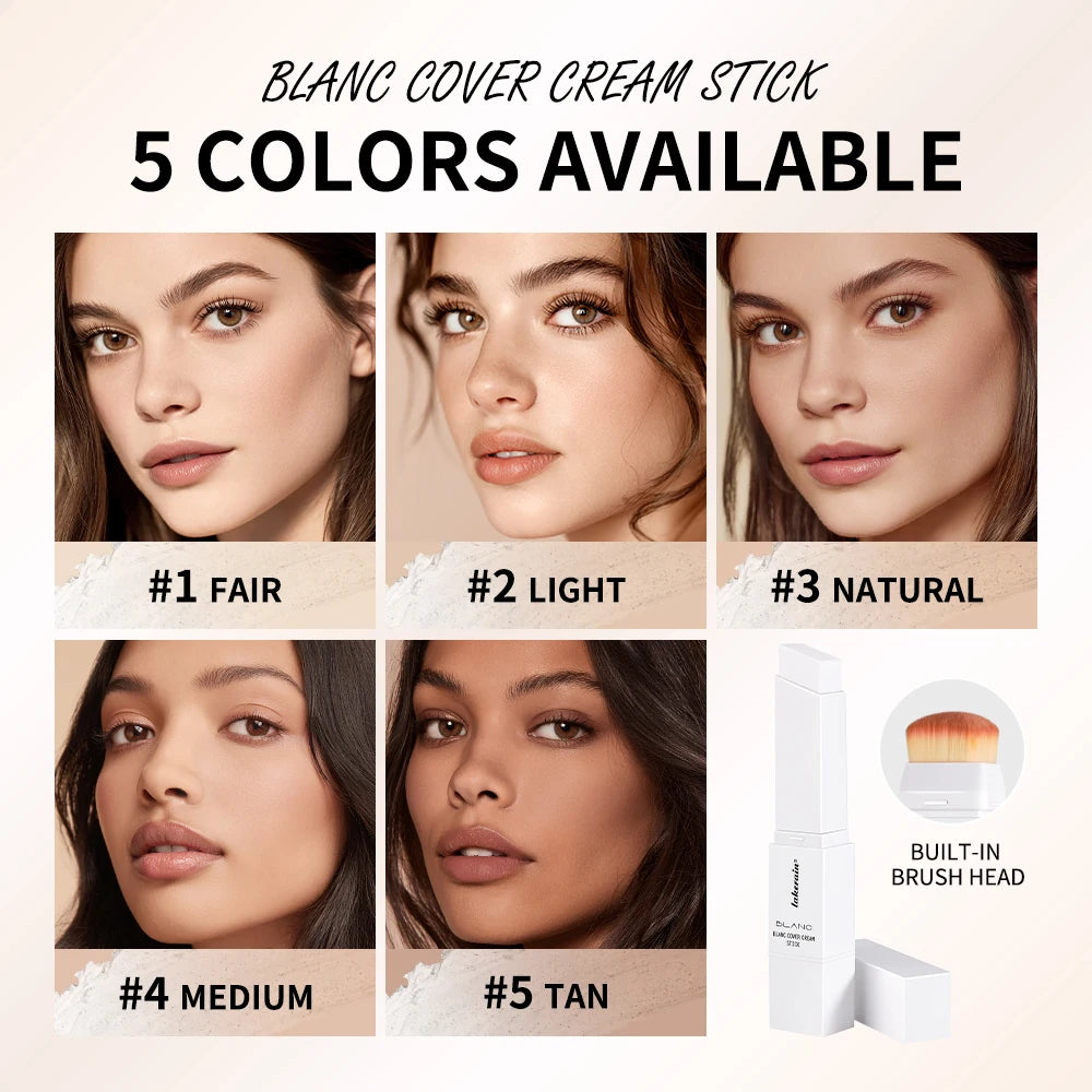 Color-changing Foundation Stick Blanc Foundation Korean Makeup Base High Coverage Concealer Natural Nude 2 IN 1 Foundation Stick