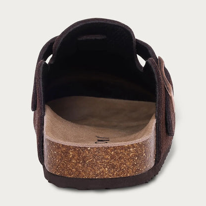 Goosecret Genuine Cow Suede Clogs for Women Men Clogs Soft Cork Footbed Mules Leisure House Shoes with Arch Support Beach Slides