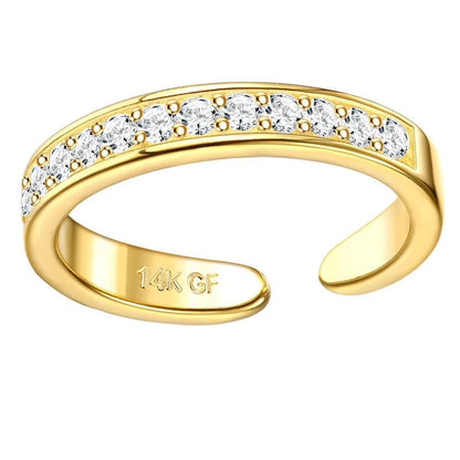 Bobisty 14K Gold Plated Toe Rings for Women Adjustable Toe Ring Non Tarnish Open Band Toe Rings CZ Bow Summer Beach Foot Jewelry