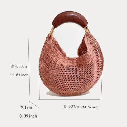 Cross border summer seaside vacation style retro wrist pure handmade colorful grass woven armpit bag hobo handbag