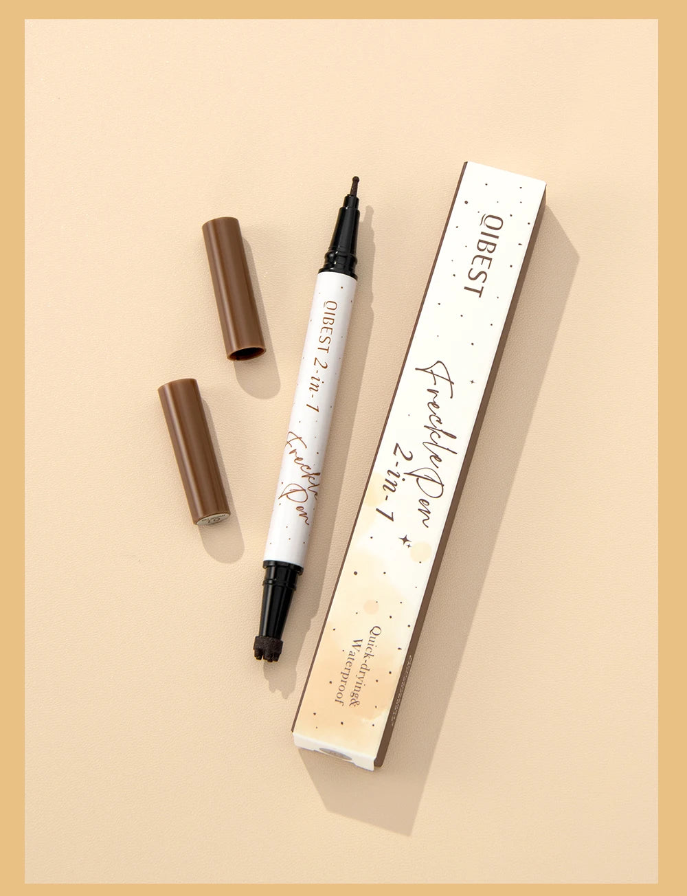 QIBEST Double-end Freckles Stamp Pen Makeup 2-IN-1 Freckle Seal Waterproof Face Concealer Contour Natural Brown Freckle Cosmetic