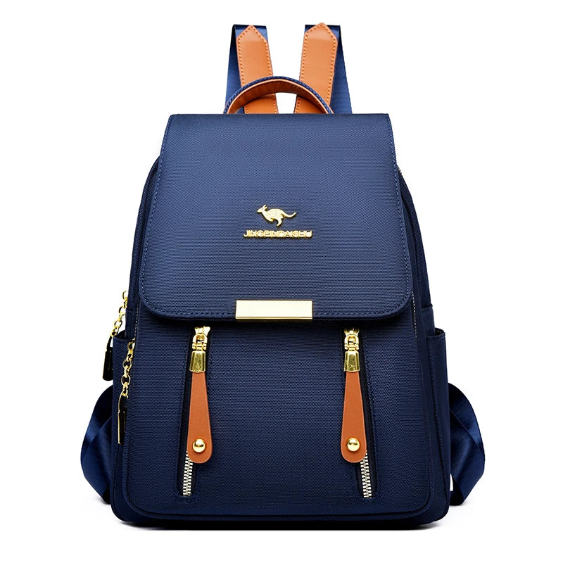 Hot Selling Solid Color Zipper Oxford Fashion Women's Backpack 2024 New Versatile Commuting Large Capacity Soft Female Back Pack