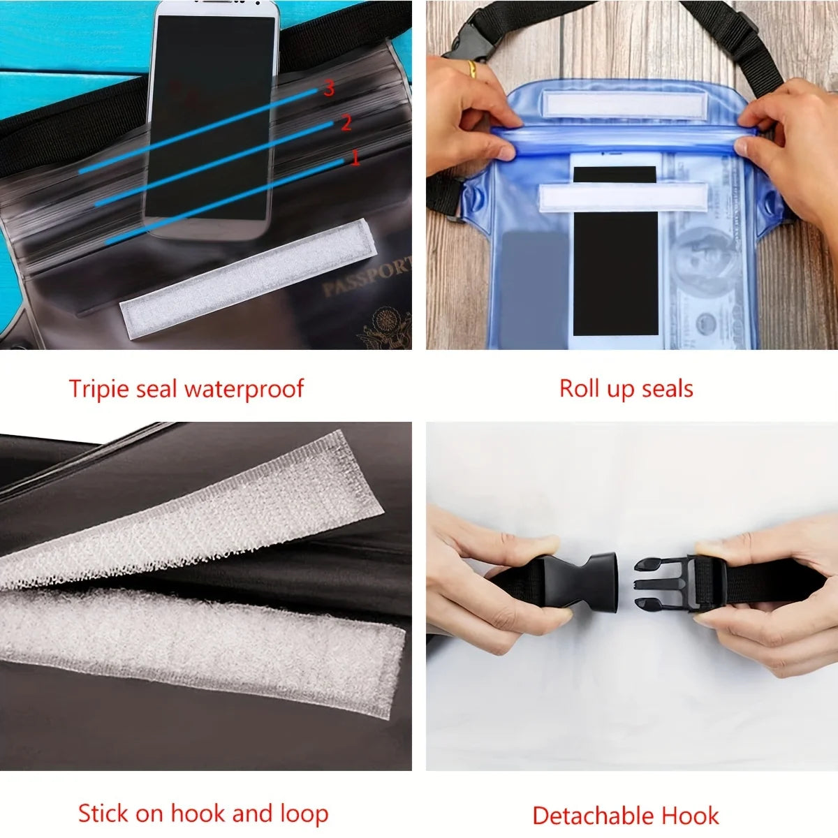 High Quality Waist Bag with Adjustable Strap, Suitable for Beach, Swimming, Diving, Rowing, Fishing Waterproof Belt Bag