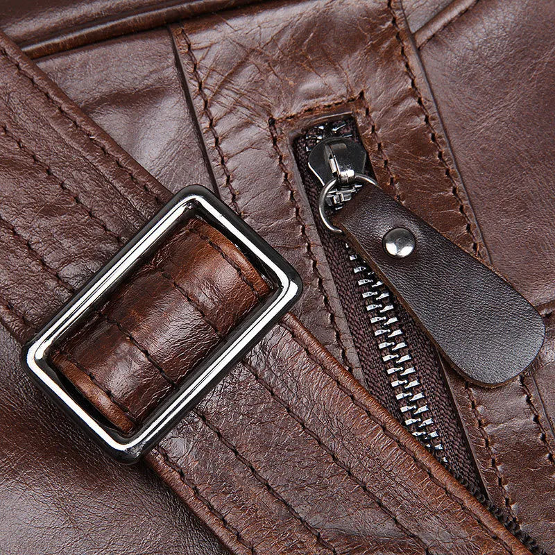 Fashion High Class Oil-Waxed Genuine Leather Shoulder Bag men Leather Messenger Bag Male Crossbody Bag Sling Leisure Bag Satchel