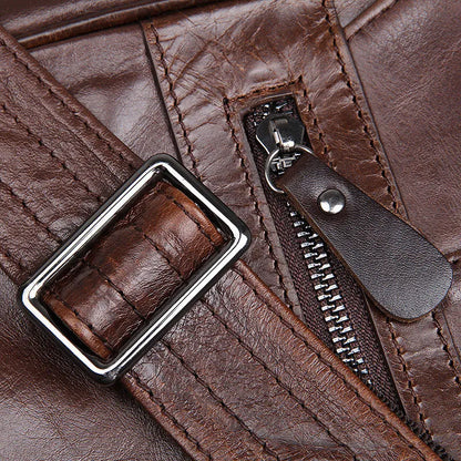 Fashion High Class Oil-Waxed Genuine Leather Shoulder Bag men Leather Messenger Bag Male Crossbody Bag Sling Leisure Bag Satchel