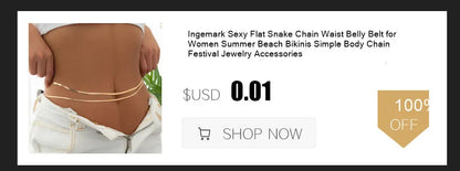Ingemark Sexy Flat Snake Chain Waist Belly Belt for Women Summer Beach Bikinis Simple Body Chain Festival Jewelry Accessories