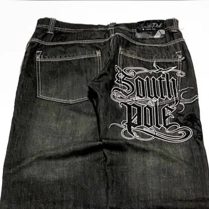 American Y2K 2025 New Baggy Wide Leg Black Jeans Overszied Women Street Casual Joker Denim Pants Couple Jeans Vintage Streetwear