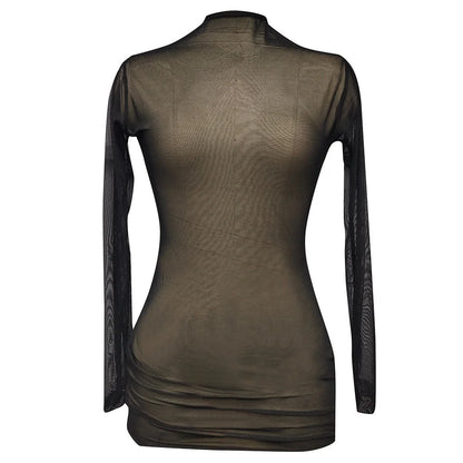 FREEAUCE Ladies Sexy See Through Dresses for Womens Autumn Winter Long Sleeve Casual Party Night Club Wear Mini Dress Plus Size