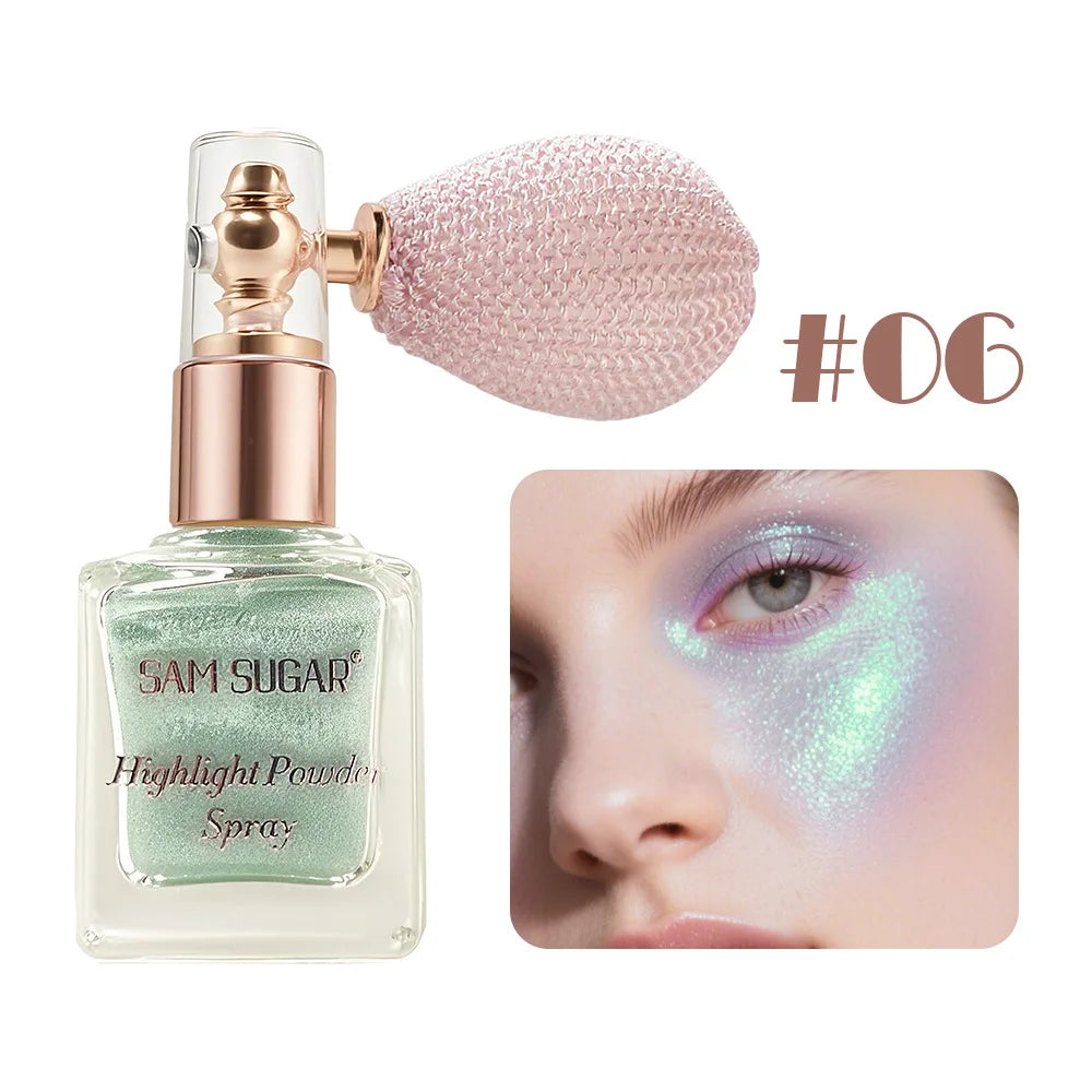 Face & Body Shimmer Spray, Contour Highlight Powder Mist, Ultra-Fine Glitter for Cheekbones Legs Body, Dewy Makeup Setting Spray