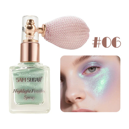 Face & Body Shimmer Spray, Contour Highlight Powder Mist, Ultra-Fine Glitter for Cheekbones Legs Body, Dewy Makeup Setting Spray