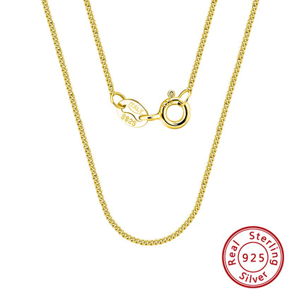 Rinntin Solid 925 Sterling Silver 1.0mm Side Chain Necklace for Women Girls Elegant Necklace Fine Jewelry 40/45/50/55/60cm SC18